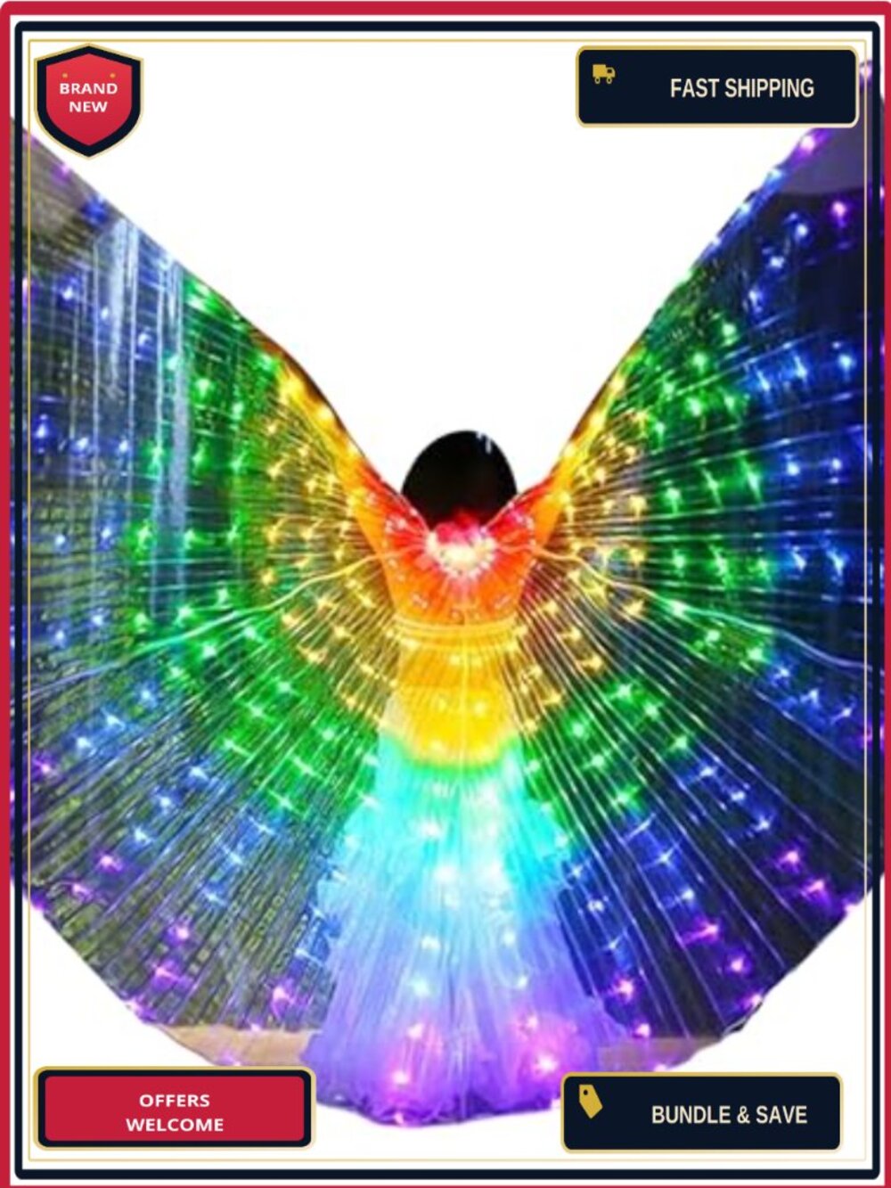 LED Light Up Wings Adult Belly Dance Costume Accessory Rave Party